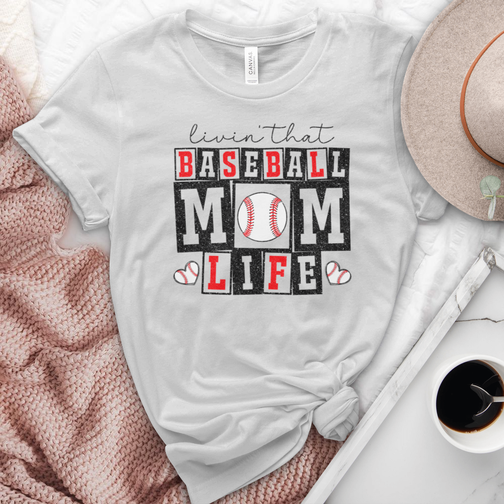 Livin That Baseball Mom Life Heathered Tee