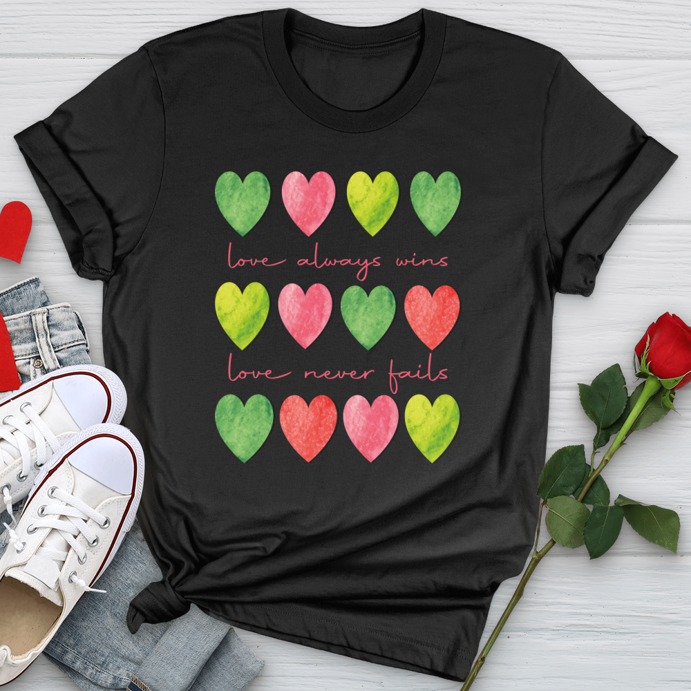 Love Always Wins Heart Pattern Softstyle Tee