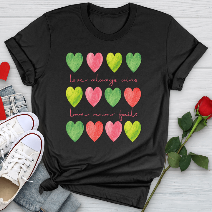 Love Always Wins Heart Pattern Softstyle Tee