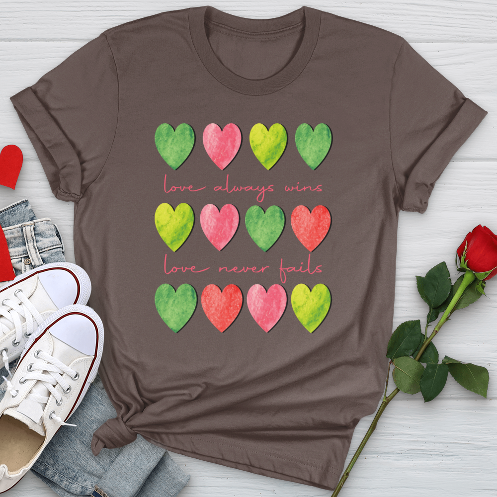 Love Always Wins Heart Pattern Softstyle Tee