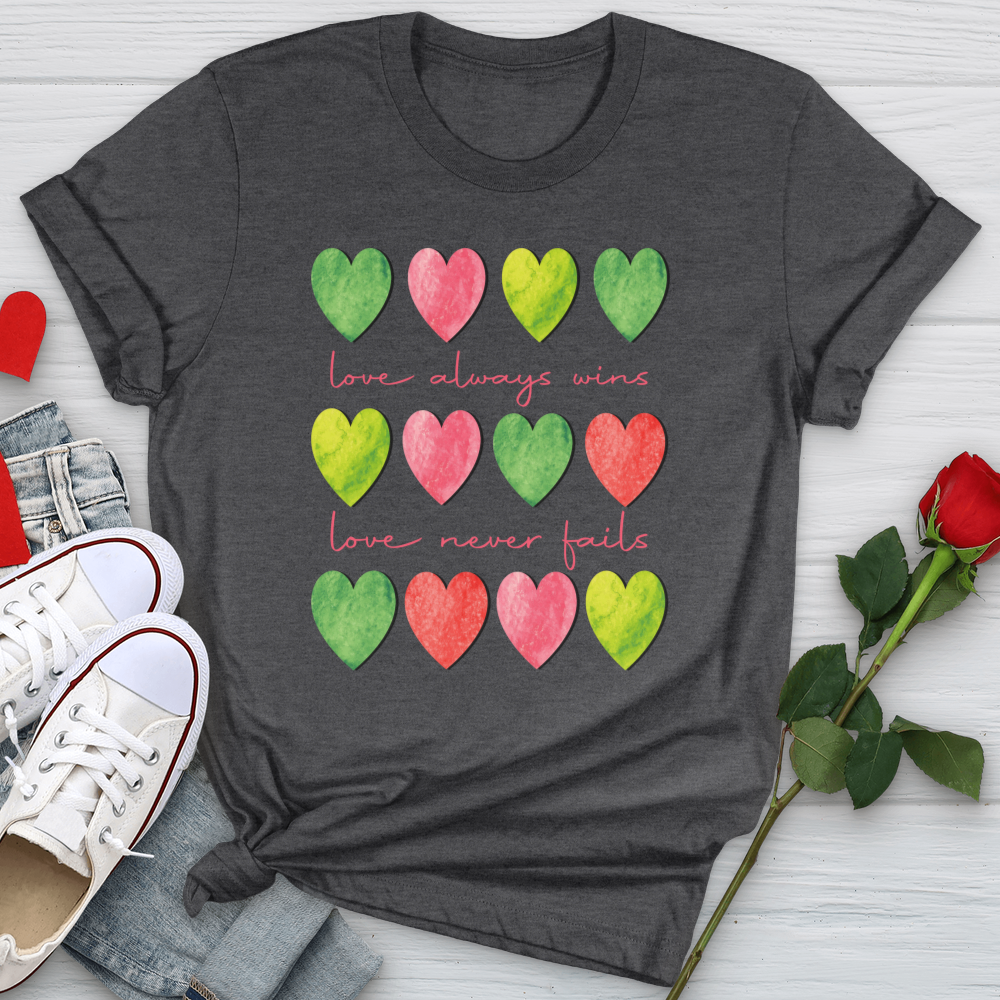 Love Always Wins Heart Pattern Softstyle Tee