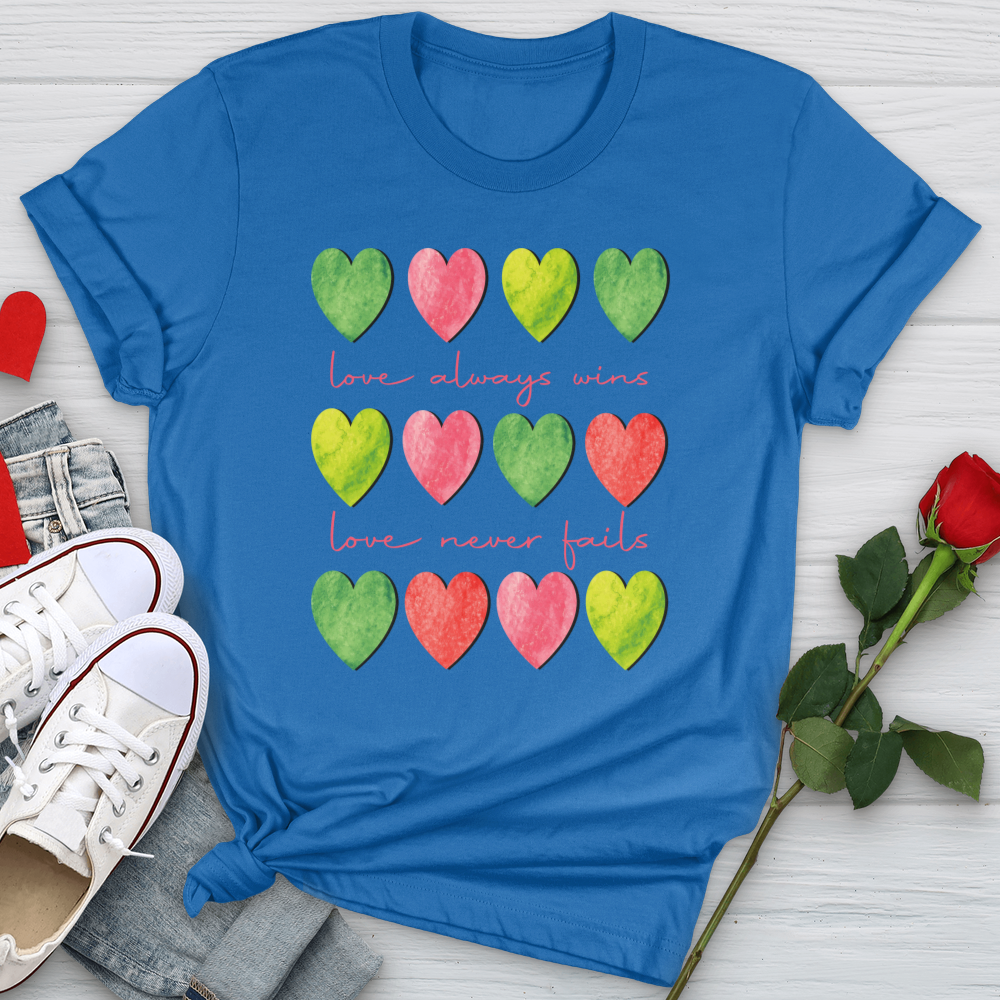 Love Always Wins Heart Pattern Softstyle Tee