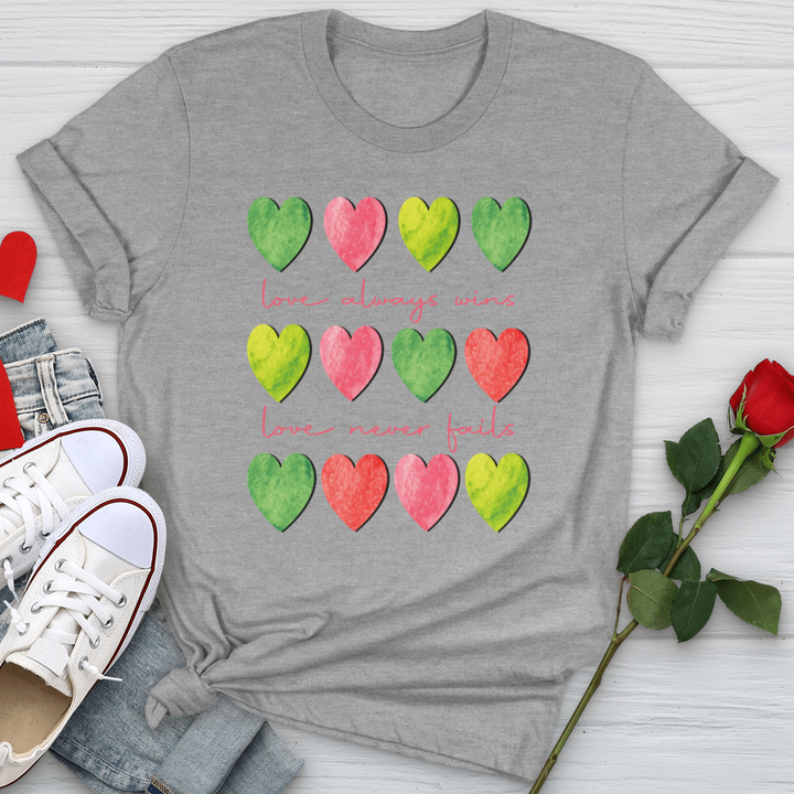 Love Always Wins Heart Pattern Softstyle Tee