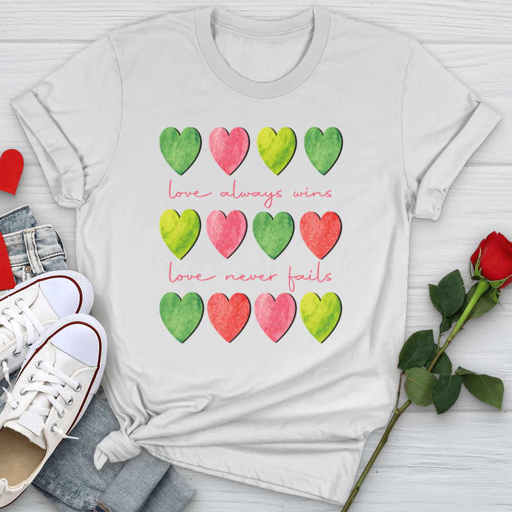 Love Always Wins Heart Pattern Softstyle Tee