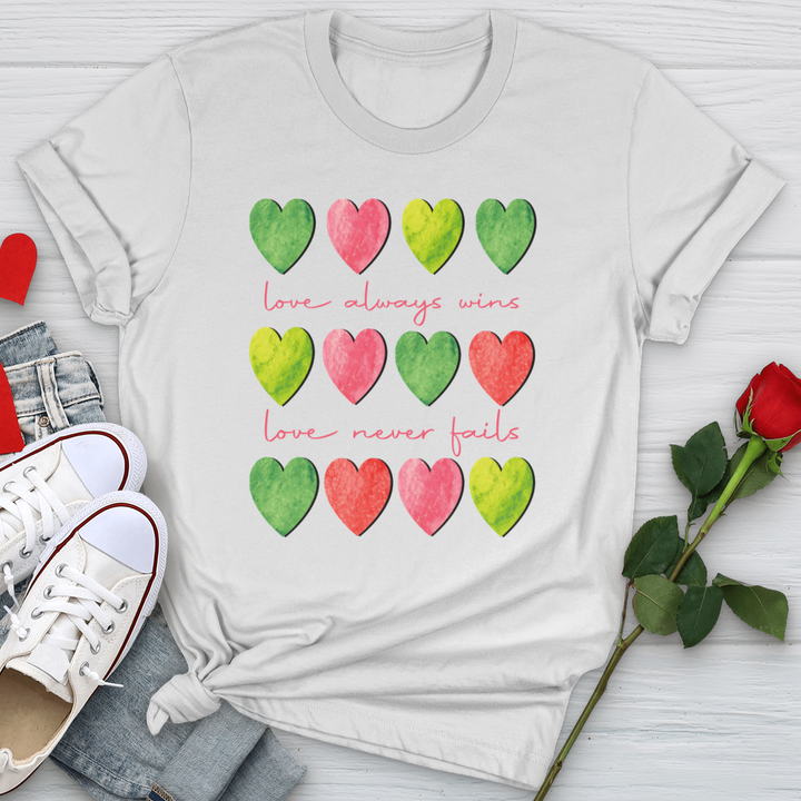 Love Always Wins Heart Pattern Softstyle Tee