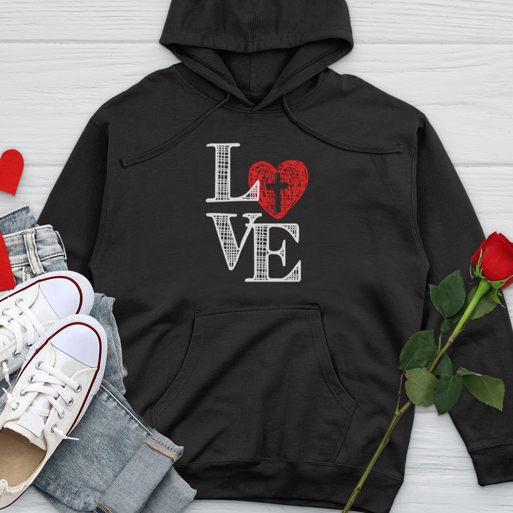 Love Cross Silhouette Midweight Hooded Sweatshirt