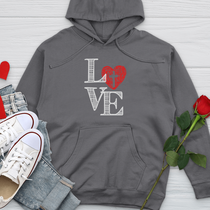 Love Cross Silhouette Midweight Hooded Sweatshirt