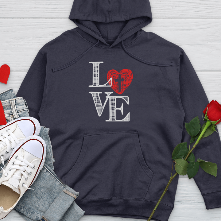 Love Cross Silhouette Midweight Hooded Sweatshirt