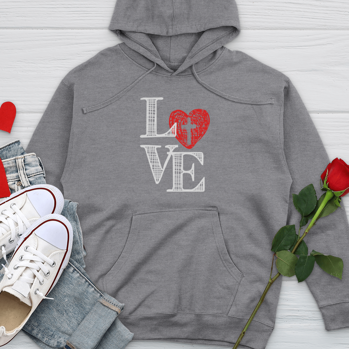 Love Cross Silhouette Midweight Hooded Sweatshirt