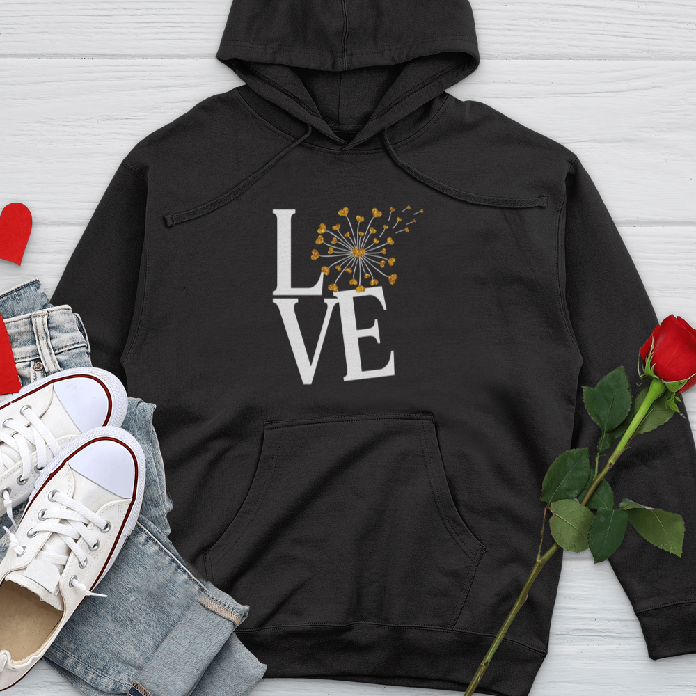 Love Gold Dandelion Hearts Midweight Hooded Sweatshirt