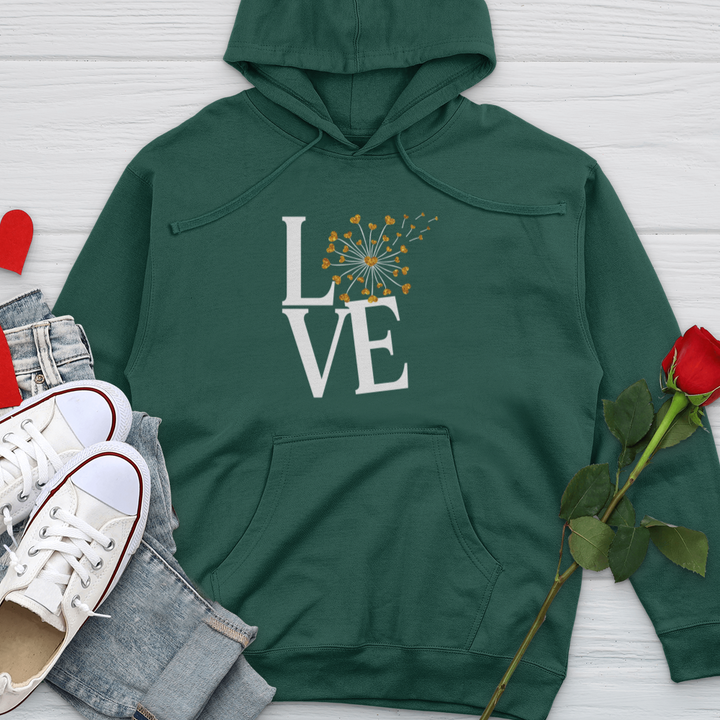 Love Gold Dandelion Hearts Midweight Hooded Sweatshirt