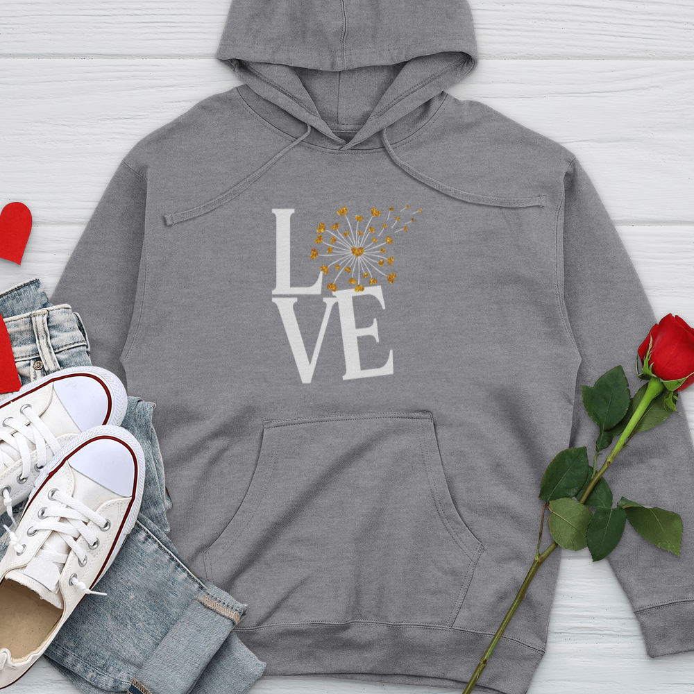 Love Gold Dandelion Hearts Midweight Hooded Sweatshirt