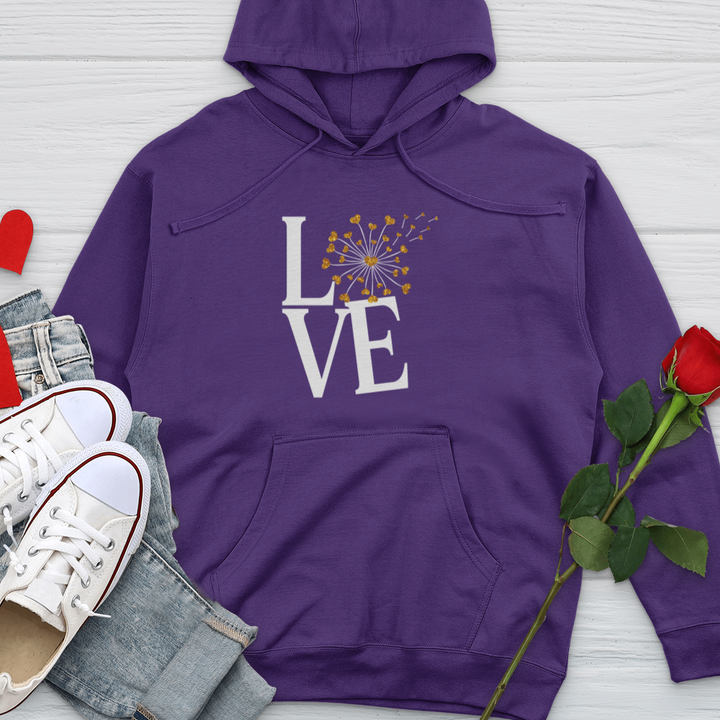 Love Gold Dandelion Hearts Midweight Hooded Sweatshirt