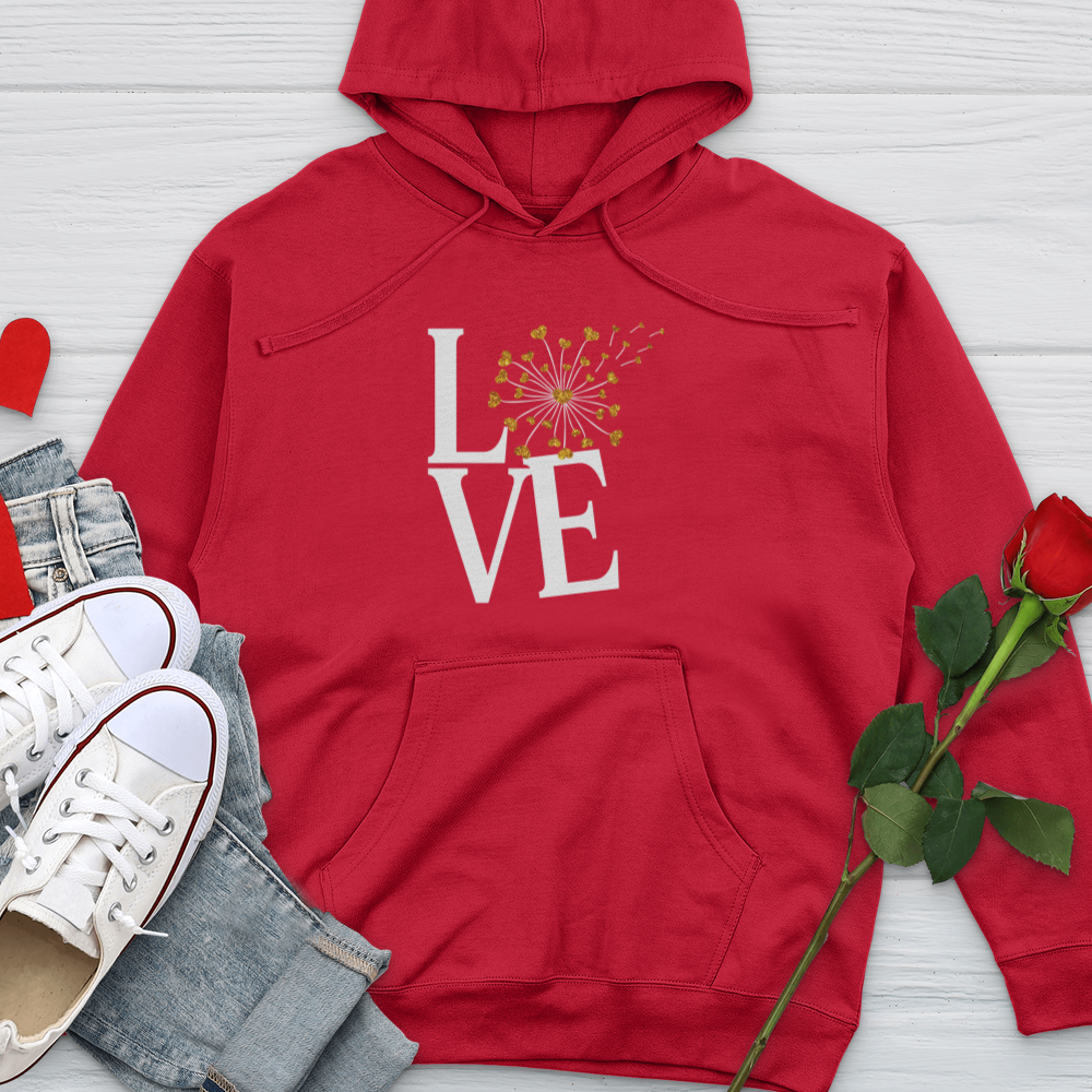 Love Gold Dandelion Hearts Midweight Hooded Sweatshirt