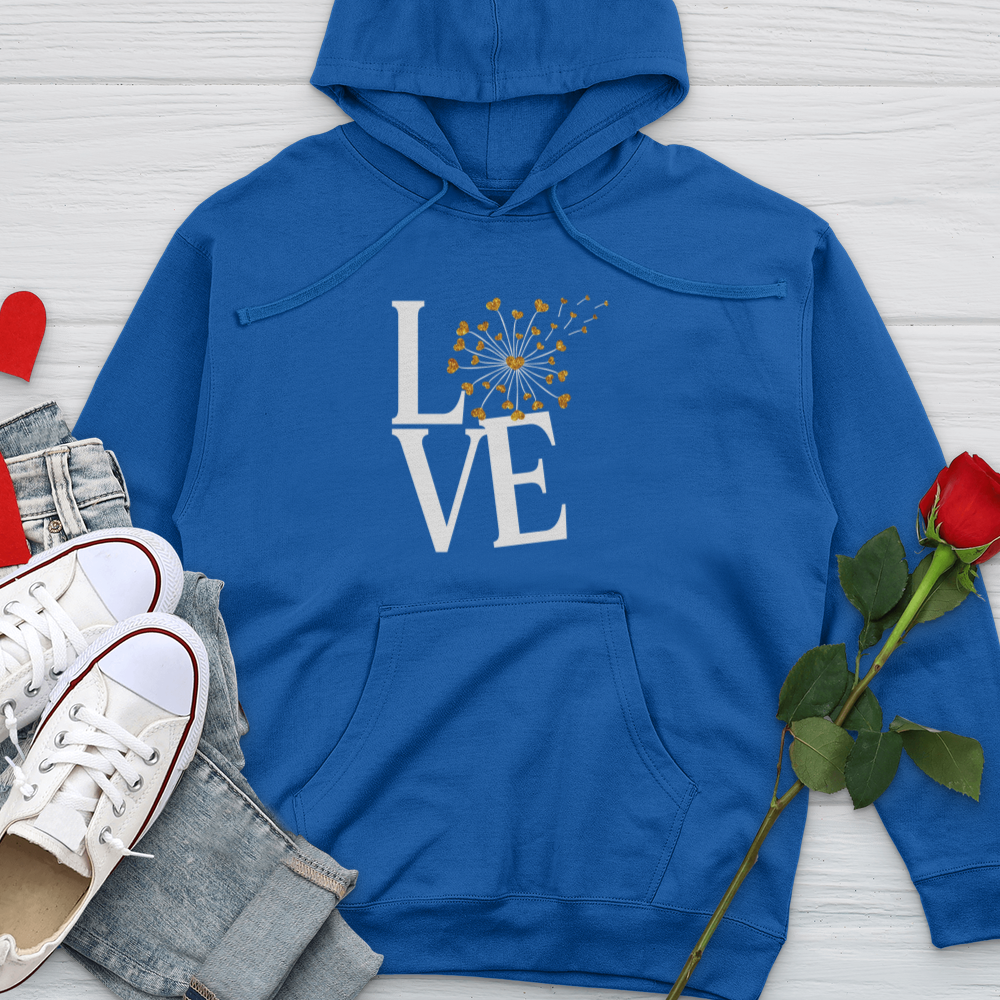 Love Gold Dandelion Hearts Midweight Hooded Sweatshirt