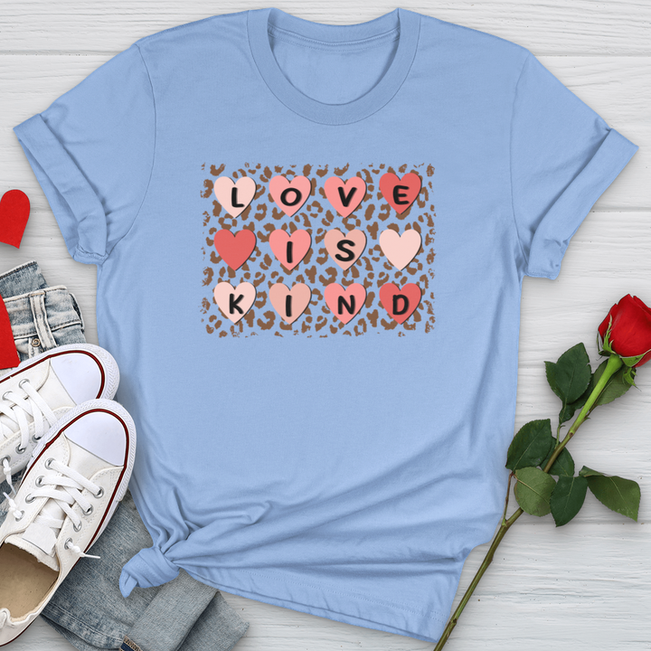 Love Is Kind Leopard Hearts Softstyle Tee