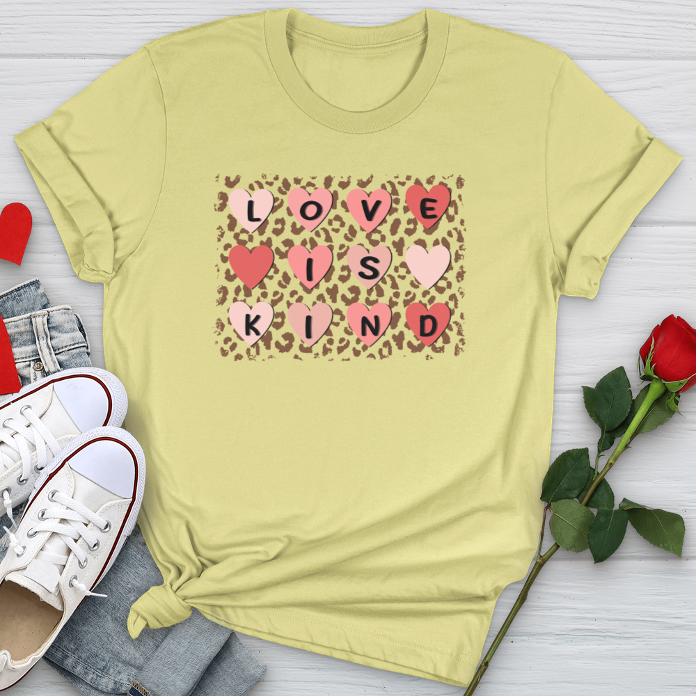 Love Is Kind Leopard Hearts Softstyle Tee