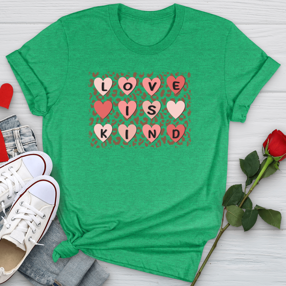 Love Is Kind Leopard Hearts Softstyle Tee