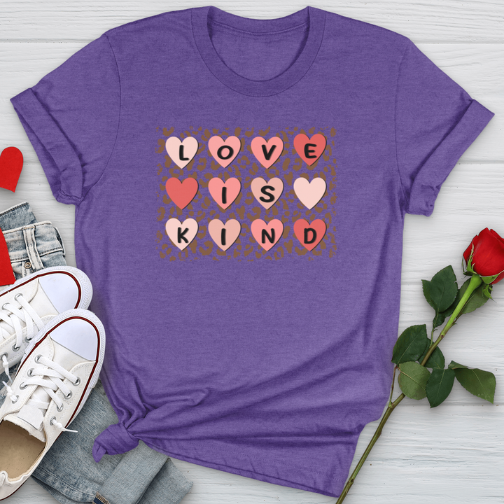 Love Is Kind Leopard Hearts Softstyle Tee