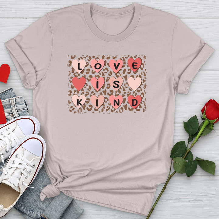 Love Is Kind Leopard Hearts Softstyle Tee