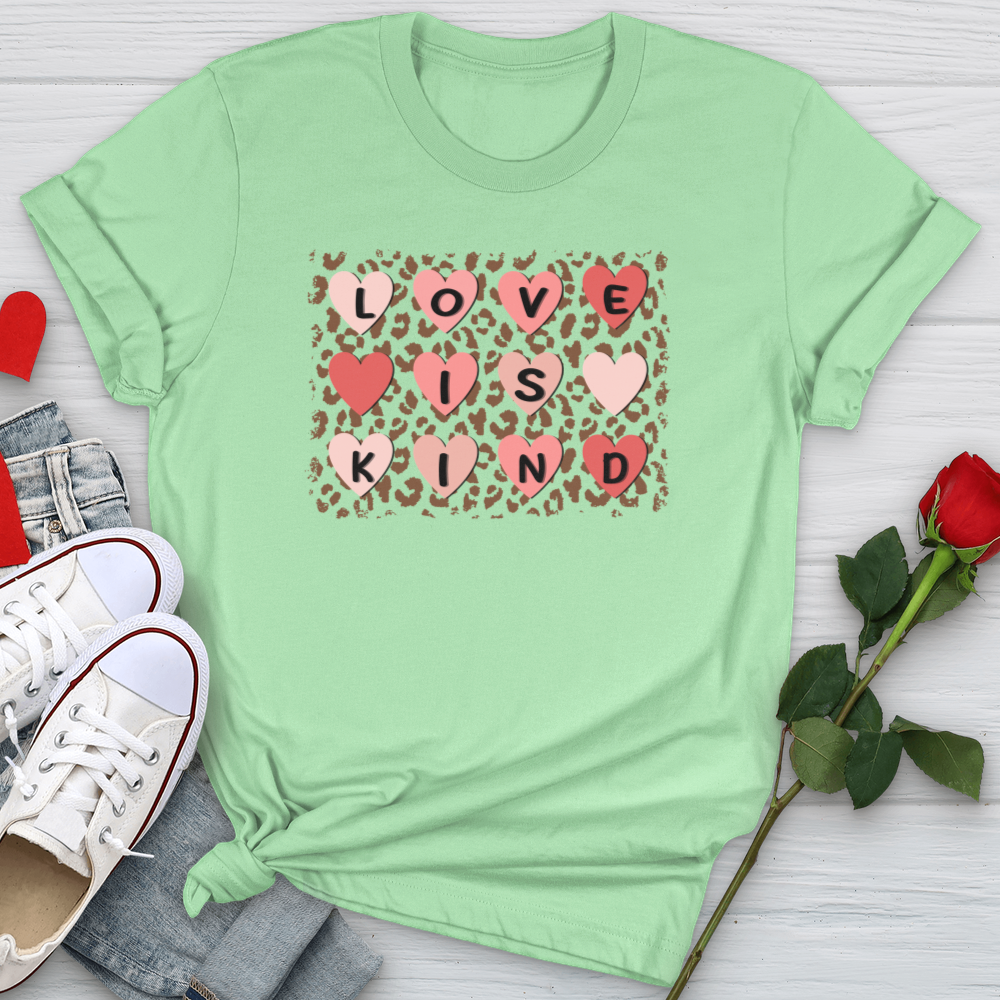 Love Is Kind Leopard Hearts Softstyle Tee