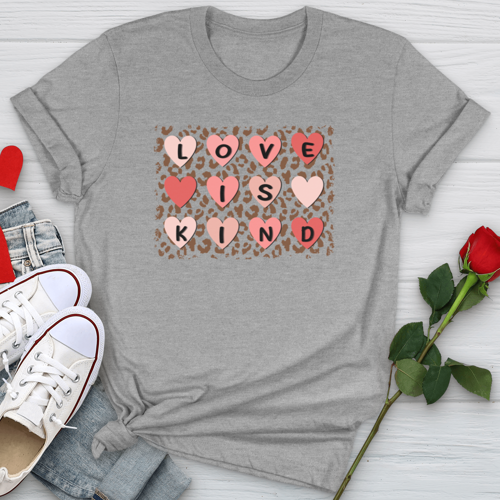 Love Is Kind Leopard Hearts Softstyle Tee