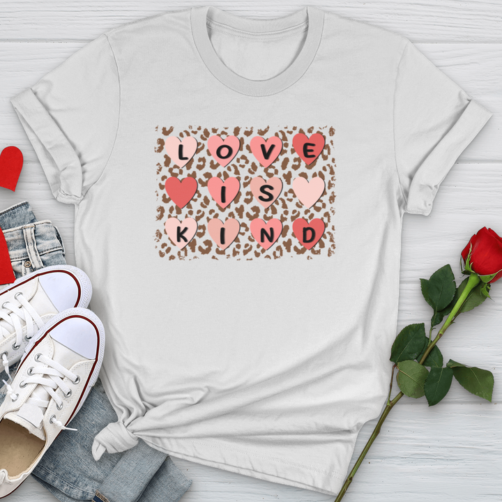 Love Is Kind Leopard Hearts Softstyle Tee