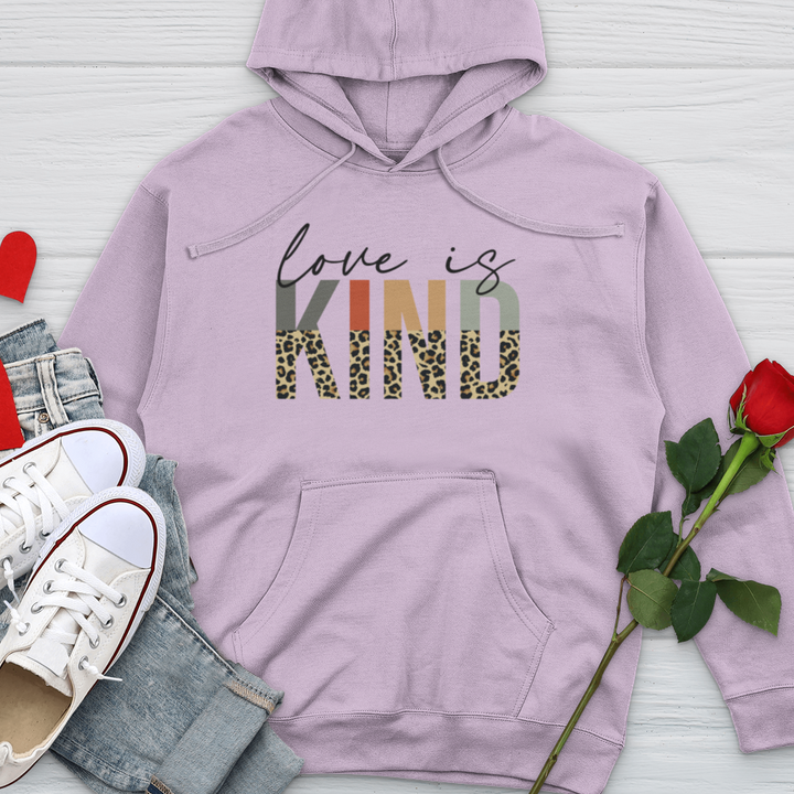 Love Is Kind Leopard Letters Midweight Hooded Sweatshirt