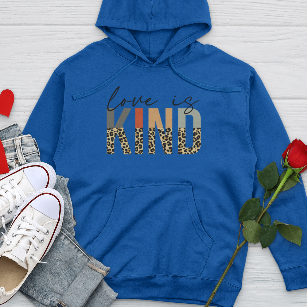 Love Is Kind Leopard Letters Midweight Hooded Sweatshirt