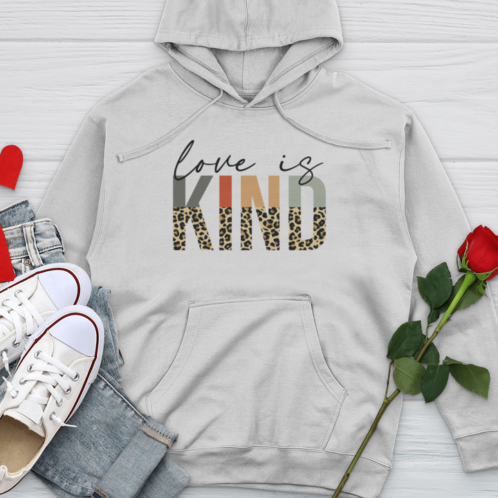 Love Is Kind Leopard Letters Midweight Hooded Sweatshirt