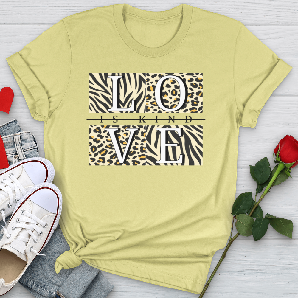 Love Is Kind Leopard Squares Softstyle Tee