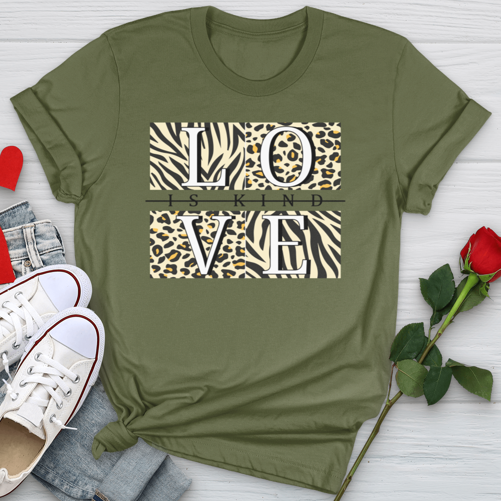 Love Is Kind Leopard Squares Softstyle Tee