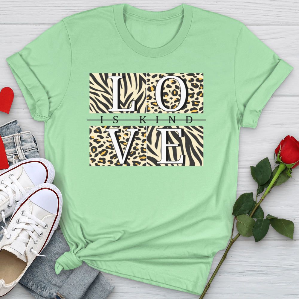 Love Is Kind Leopard Squares Softstyle Tee