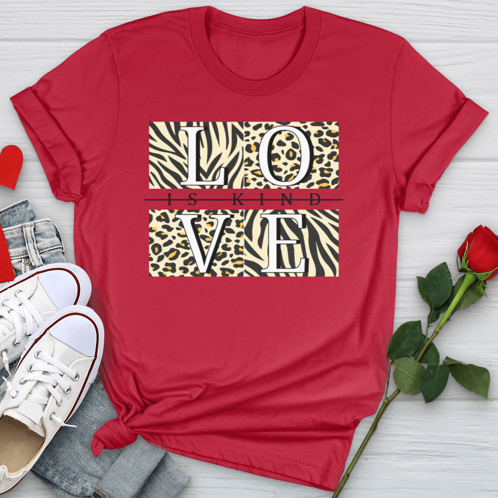 Love Is Kind Leopard Squares Softstyle Tee