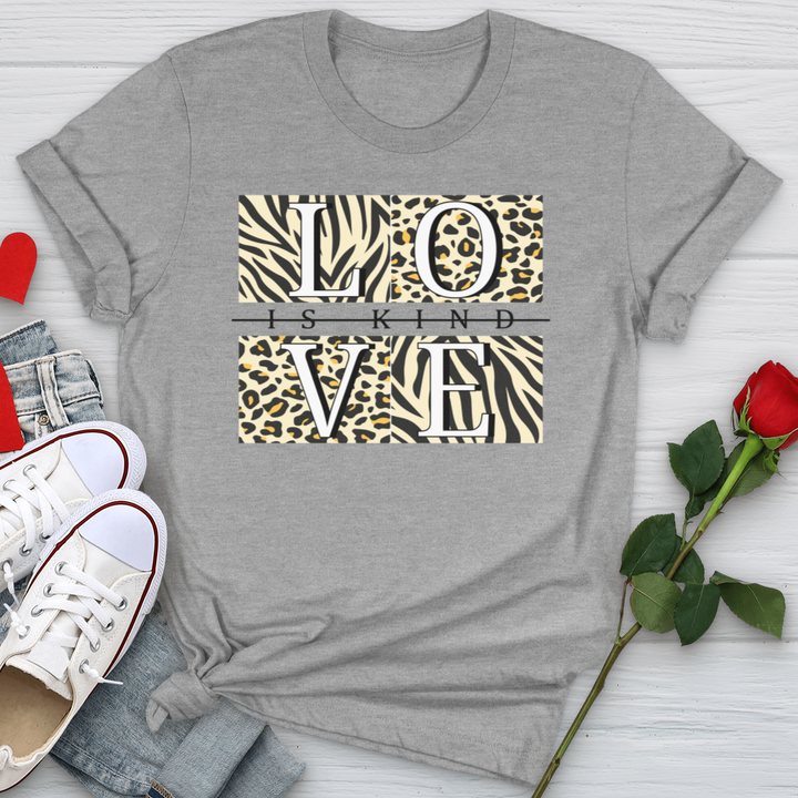 Love Is Kind Leopard Squares Softstyle Tee