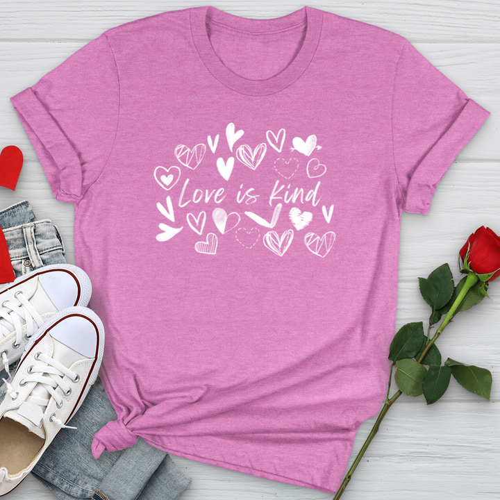 Love Is Kind Scattered Hearts Softstyle Tee