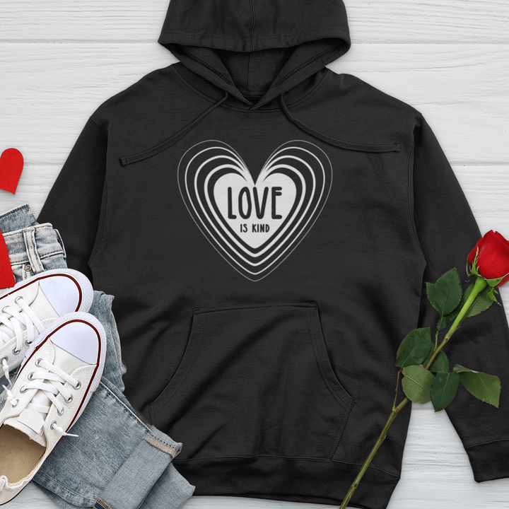 Love Is Kind White Heart Midweight Hooded Sweatshirt