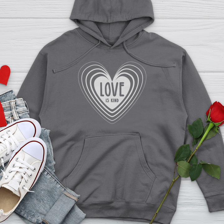 Love Is Kind White Heart Midweight Hooded Sweatshirt