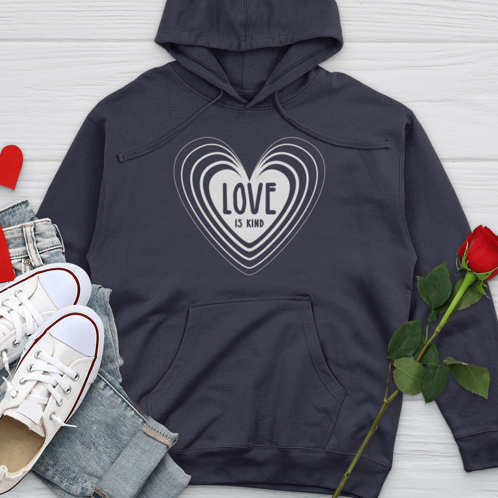 Love Is Kind White Heart Midweight Hooded Sweatshirt