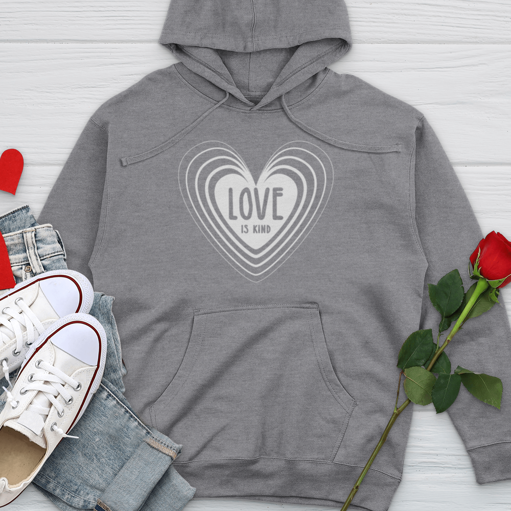 Love Is Kind White Heart Midweight Hooded Sweatshirt