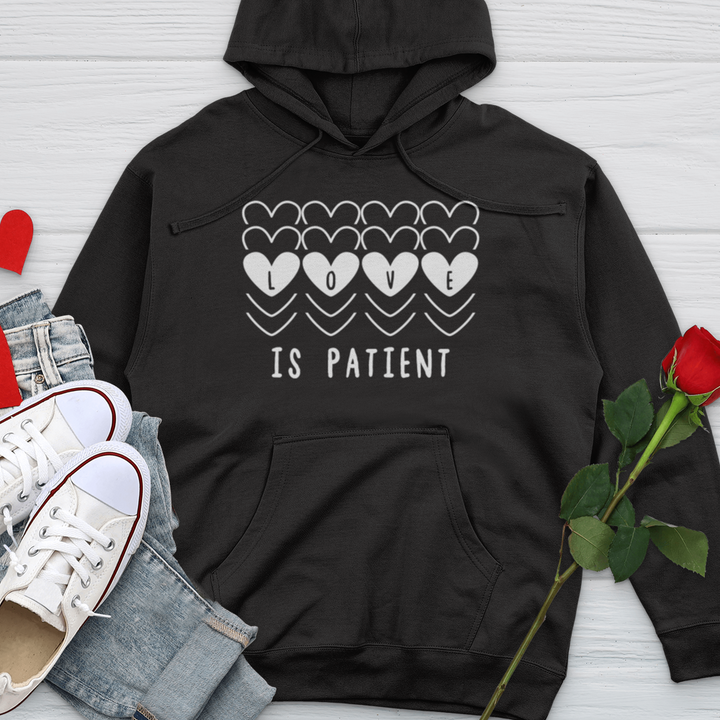 Love Is Patient Hearts Midweight Hooded Sweatshirt