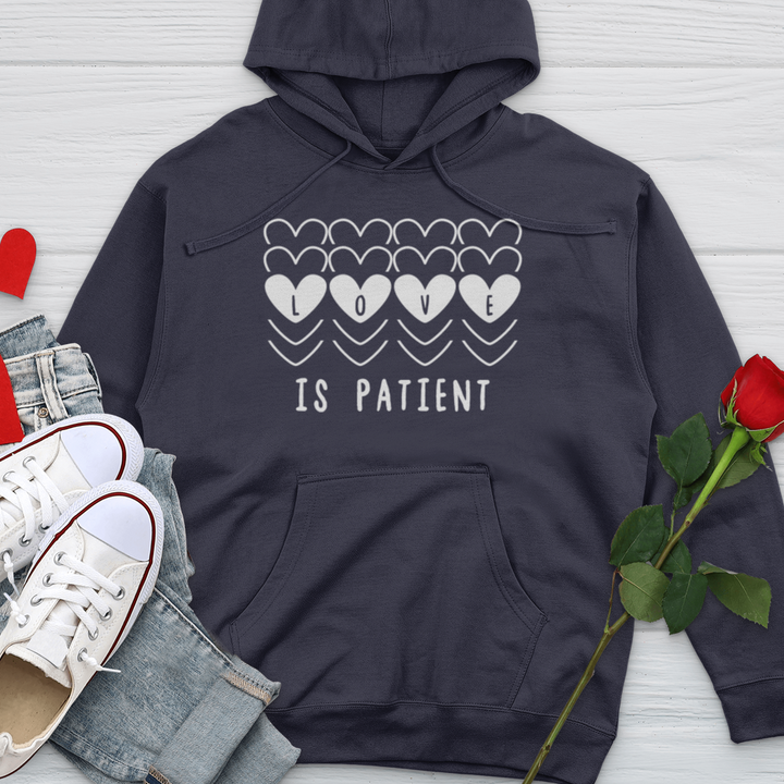 Love Is Patient Hearts Midweight Hooded Sweatshirt