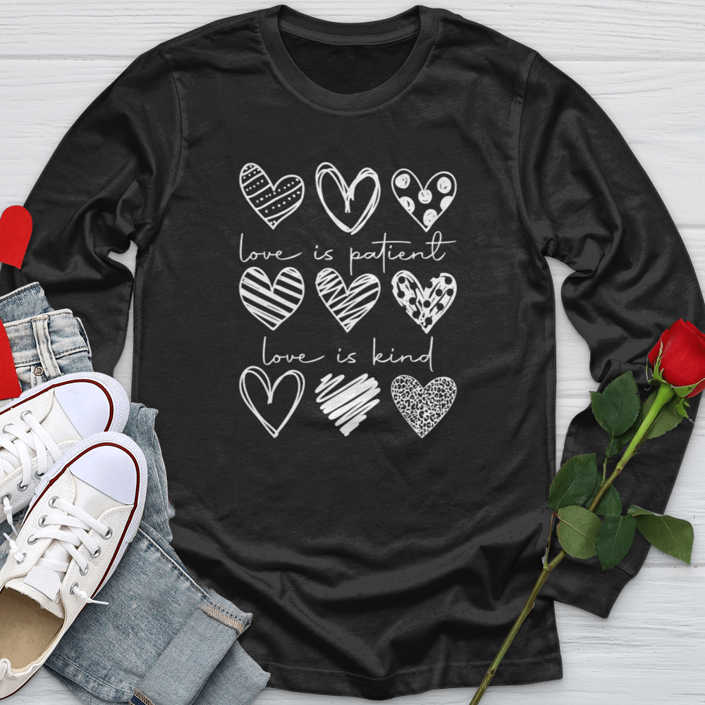 Love Is Patient Hearts Softstyle Long Sleeve