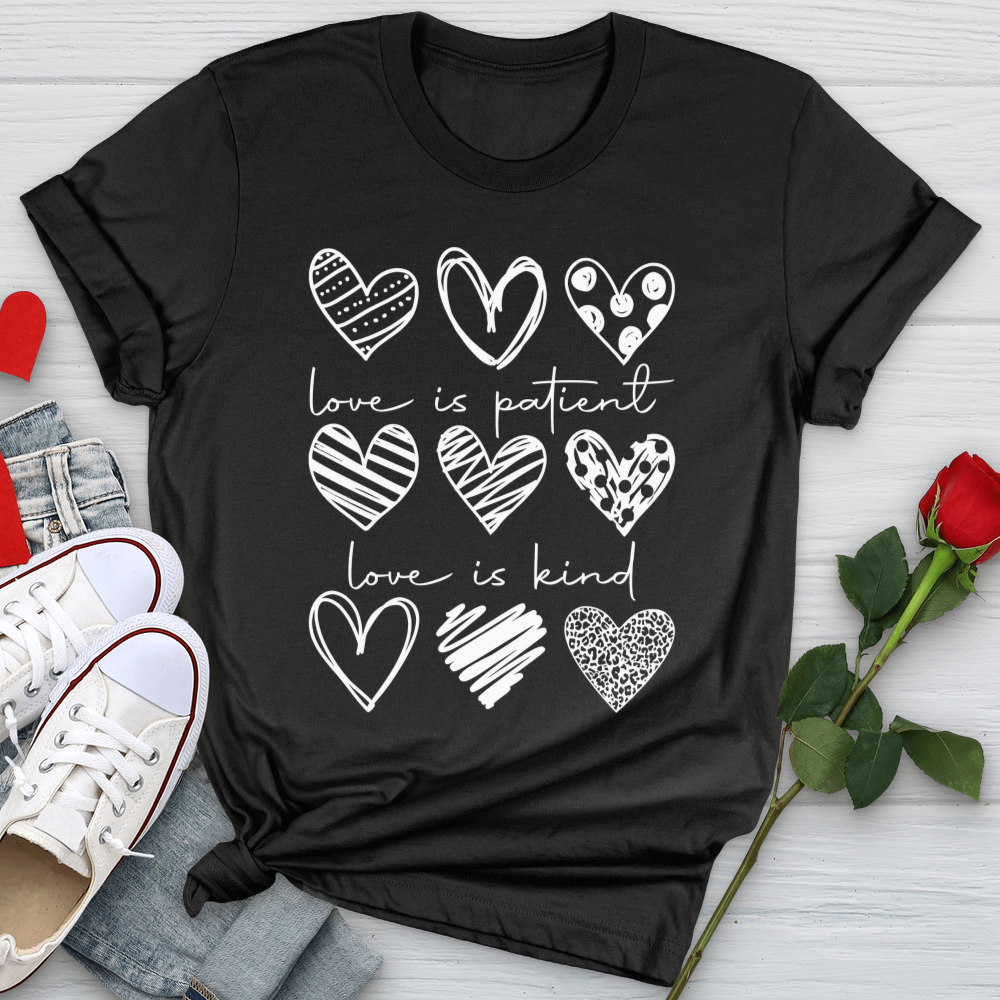 Love Is Patient Hearts Softstyle Tee