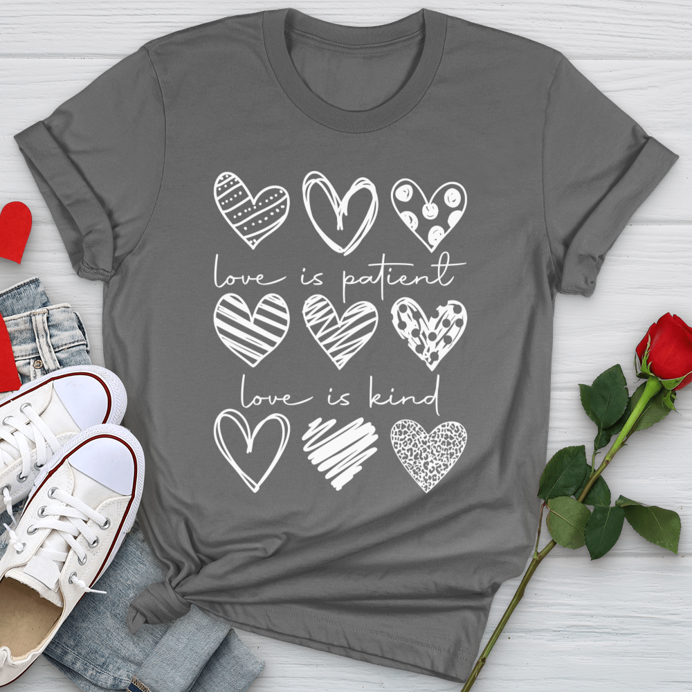 Love Is Patient Hearts Softstyle Tee