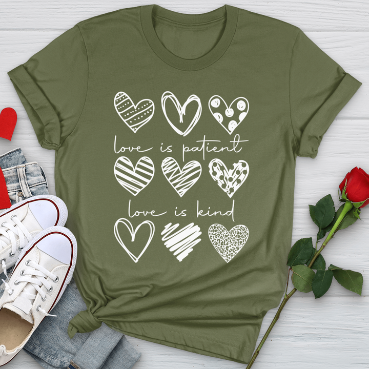 Love Is Patient Hearts Softstyle Tee