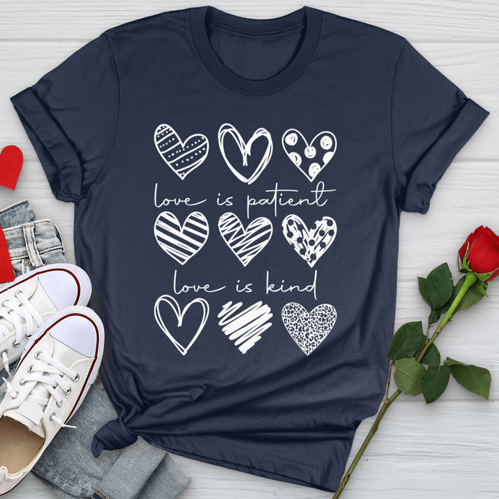 Love Is Patient Hearts Softstyle Tee