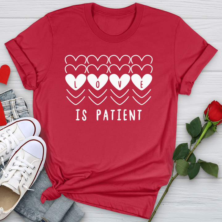 Love Is Patient Hearts Softstyle Tee