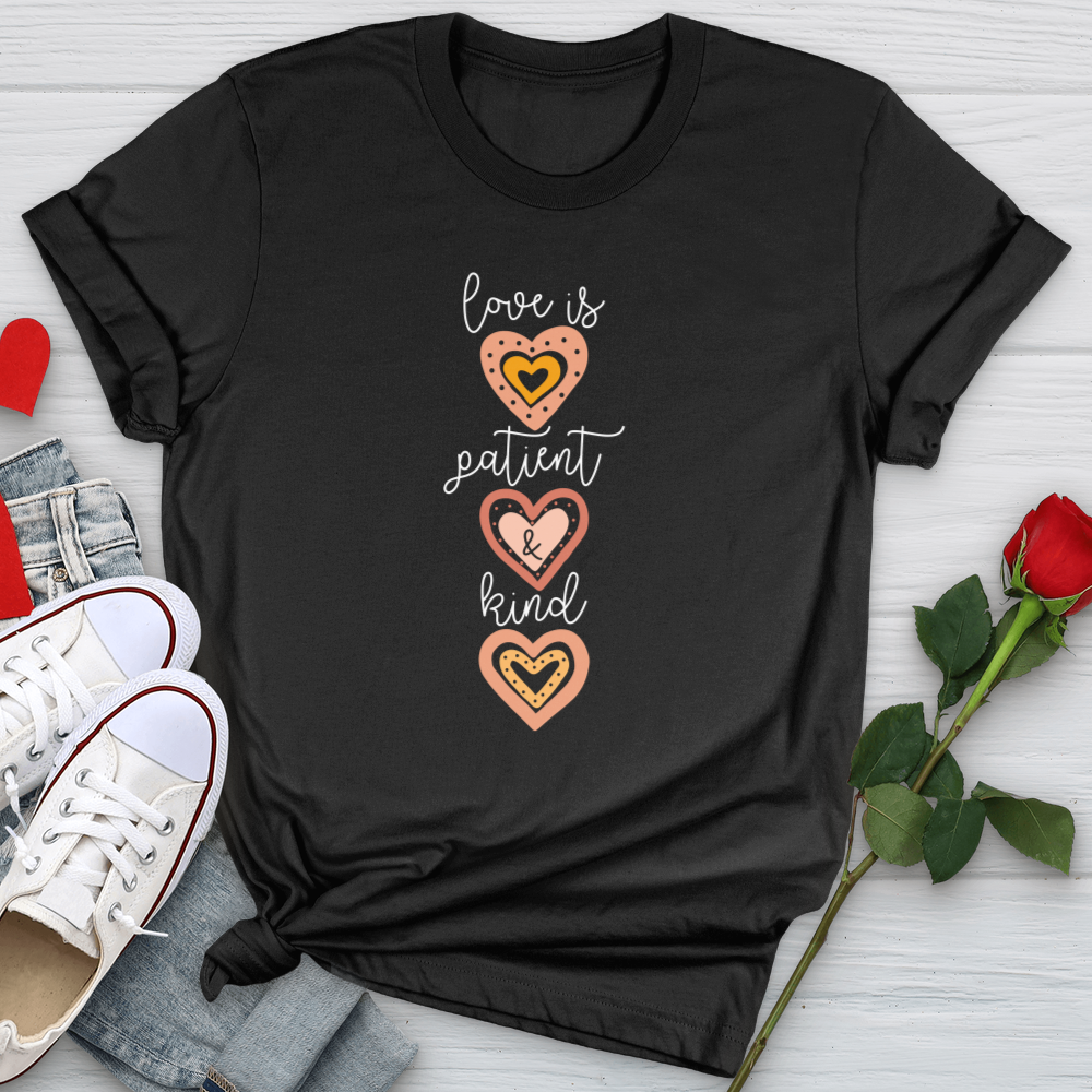 Love Is Patient Vertical Hearts Softstyle Tee