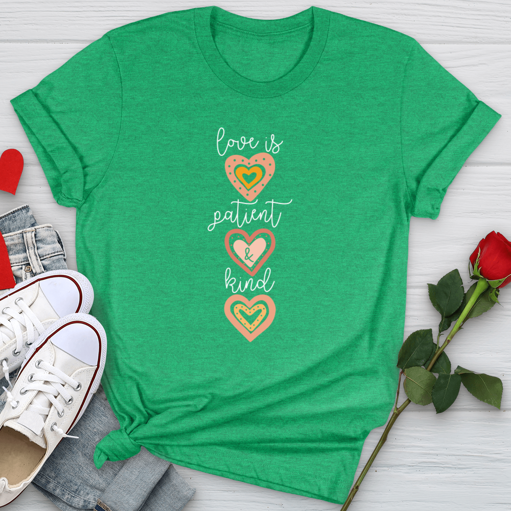 Love Is Patient Vertical Hearts Softstyle Tee